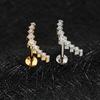Right Grand ASTM F136 Titanium Arc CZ Cluster Labret Curved Bar Flat Back Stud Earring Helix Cartilage Conch Piercing Jewelry