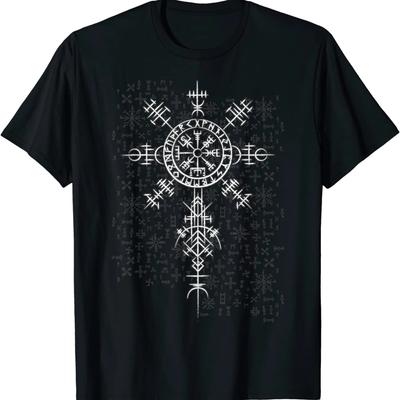 Nordic  Compass Rune Vegvisir Symbol TShirt 100 Cotton ONeck Summer Short Sleeve Casual Unisexs Tshirt Size S3XL