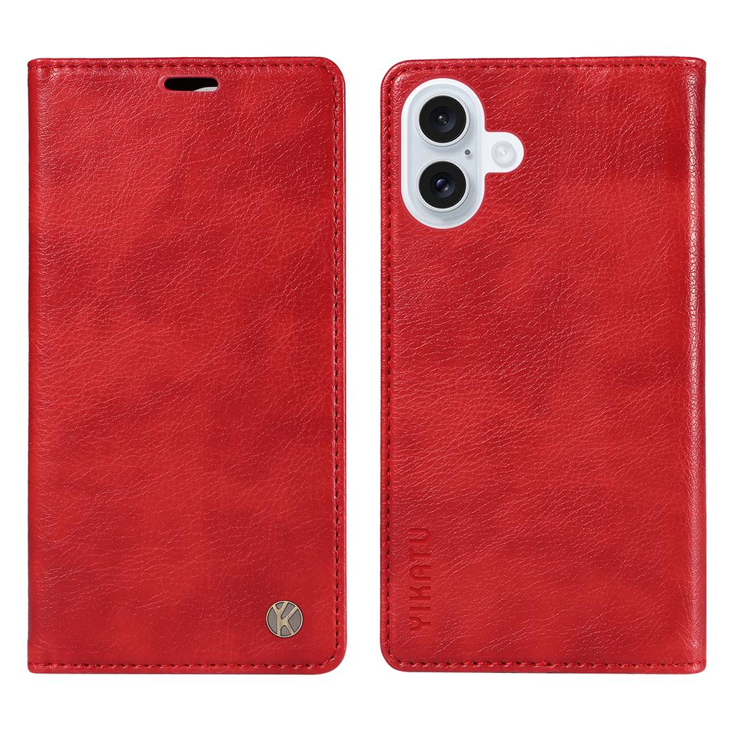 For iPhone 17 Wallet Case YIKATU YK-006 Magnetic Closure Leather Phone Cover Litchi Texture