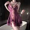 Sexy Lingerie Sexy Front Open Placket Deep Seduction Pajamas Women Hollow Lace-up Free Uniform Seduction Pajamas 6