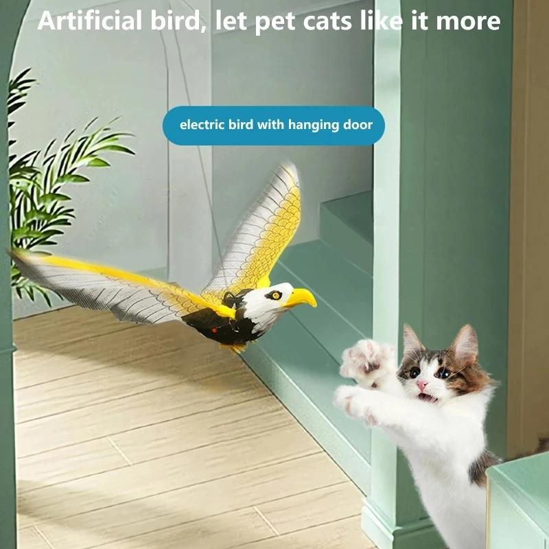 Neu Simulation Vogel Interaktives Katzenspielzeug Elektrischer Hängender Adler Fliegende Vogel Katze Teasering Spielen Katze Stick Kratzseil Kätzchen Hund