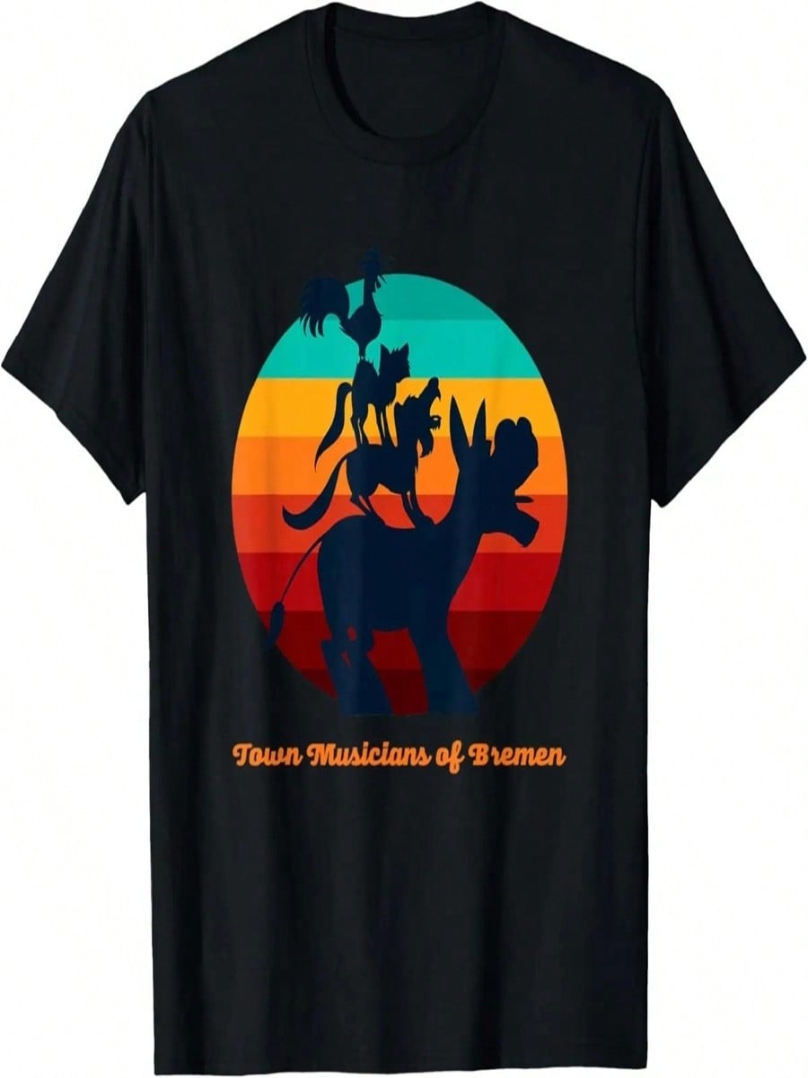 Cool Town Musicians Of Bre Illustration Graphic Designs T-Shirt S разноцветный