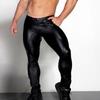 Pantalon en Faux cuir pour hommes, taille moyenne, élastique, fermeture éclair convexe, entrejambe ouvert, Sexy, slim, pantalon de Performance sur scène