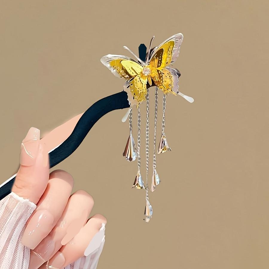 1PC Golden Butterfly Dancing - Tassel Butterfly Hairpin With New Chinese Style High End Charm Qipao Shooting Paired with Hairpin