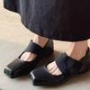 Fashion Vintage Low Heel Single Shoes Women's New Square Toe Shallow Mouth Cross with Soft Sole Block Heel Mary Jane Shoes