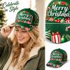 Christmas Green Digital Print Curved Baseball for Holiday Festive Wear
