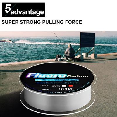 4,13LB-34,32LB Monofilament Schnur 100m Fluorocarbon Beschichtung Angelschnur 0,14-0,5mm Schnell sinkende Schnur Abriebfest
