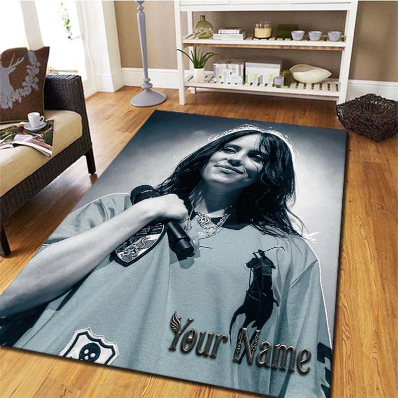 Billie Eilish Custom Name Carpet Rug for Living Room Bedroom Home Sofa Decoration,Kids play Non-slip Floor Mat
