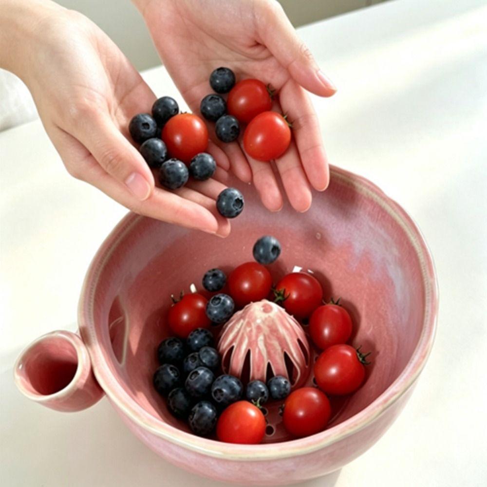 Central Flow Guide Ceramic Fruit Washing Bowl Self-spinning Berry Washer  Fruit Washing