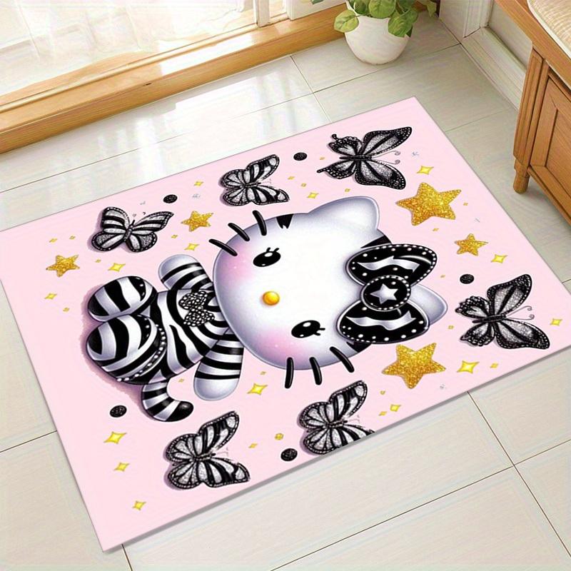 

1 шт. Хелло Китти Черно-белая полоска Галстук-бабочка Офисный коврик Уличный ковер Домашний декор Подарок для комнаты z104 60cm by 90cm