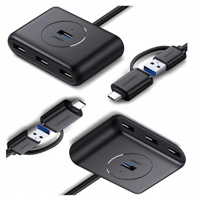 Ugreen 4-Port USB 3.0 + USB-C 3.1 Hub, OTG CR113 (Black)