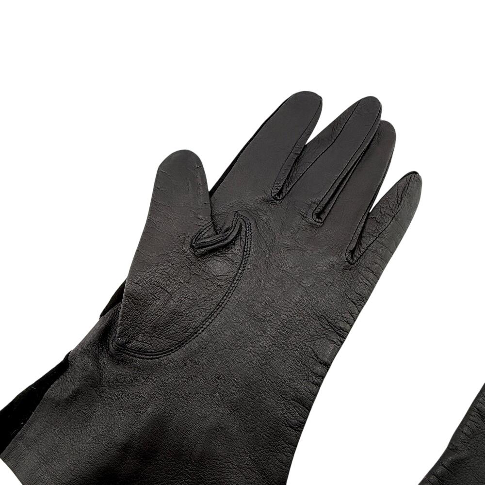 Dior suede Logo embossing leather gloves black leather Women Used