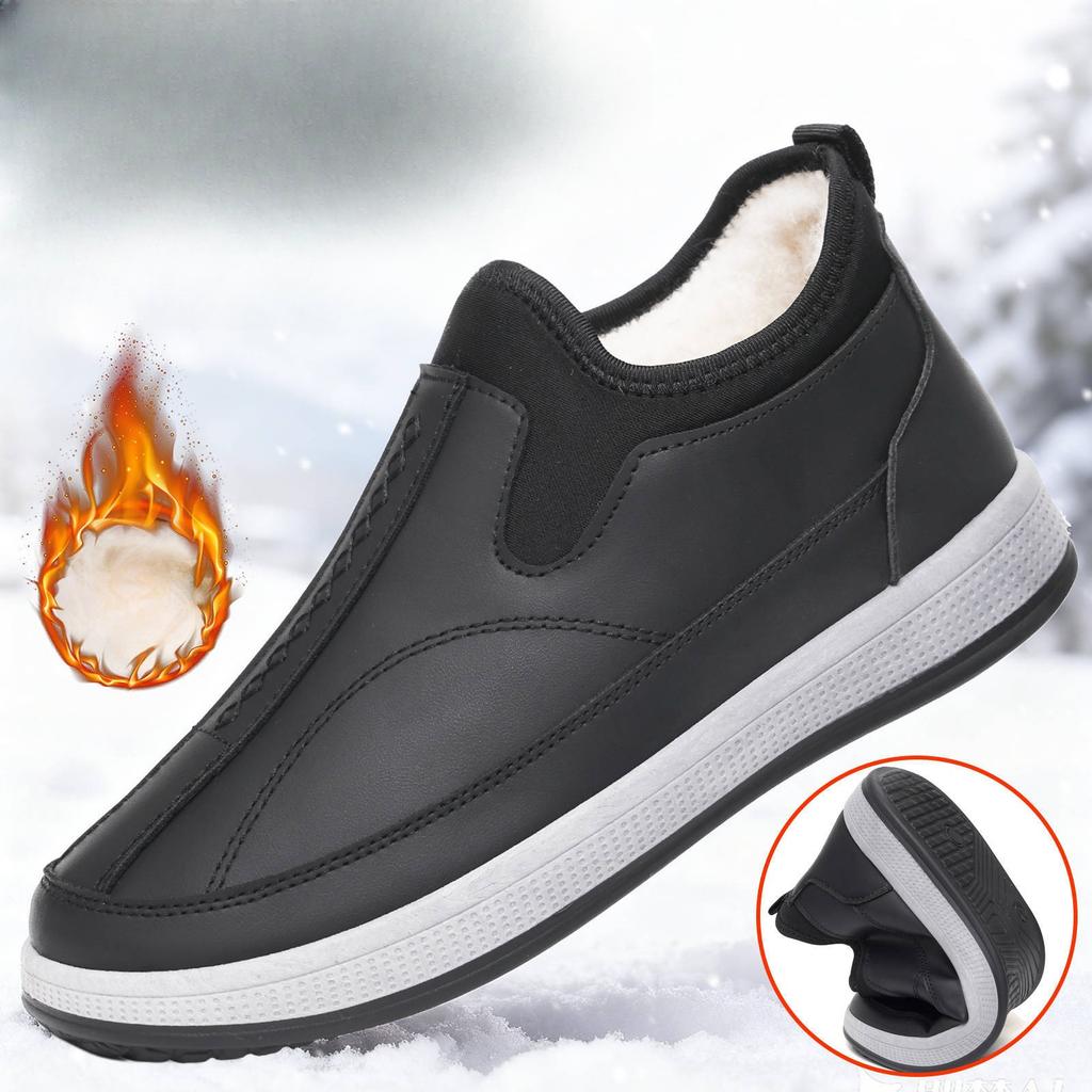 Men's fashionable lightweight winter rain and snow warm snow boots plush wool lined non-slip wear-resistant casual outdoor sports cotton boots