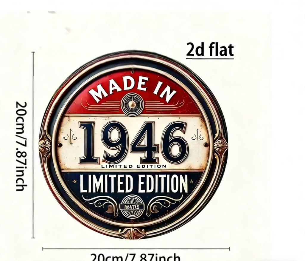 Vintage  OldFashioned D Flat Round Metal Sign Retro Wall Decor for Bar Cafe Home