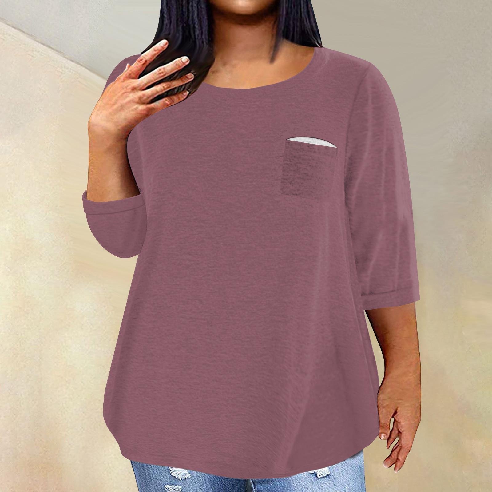 

Женский модный повседневный пуловер с круглым вырезом и рукавом три четверти с принтом, топ с рукавами 4/3 XXXXXL розовый