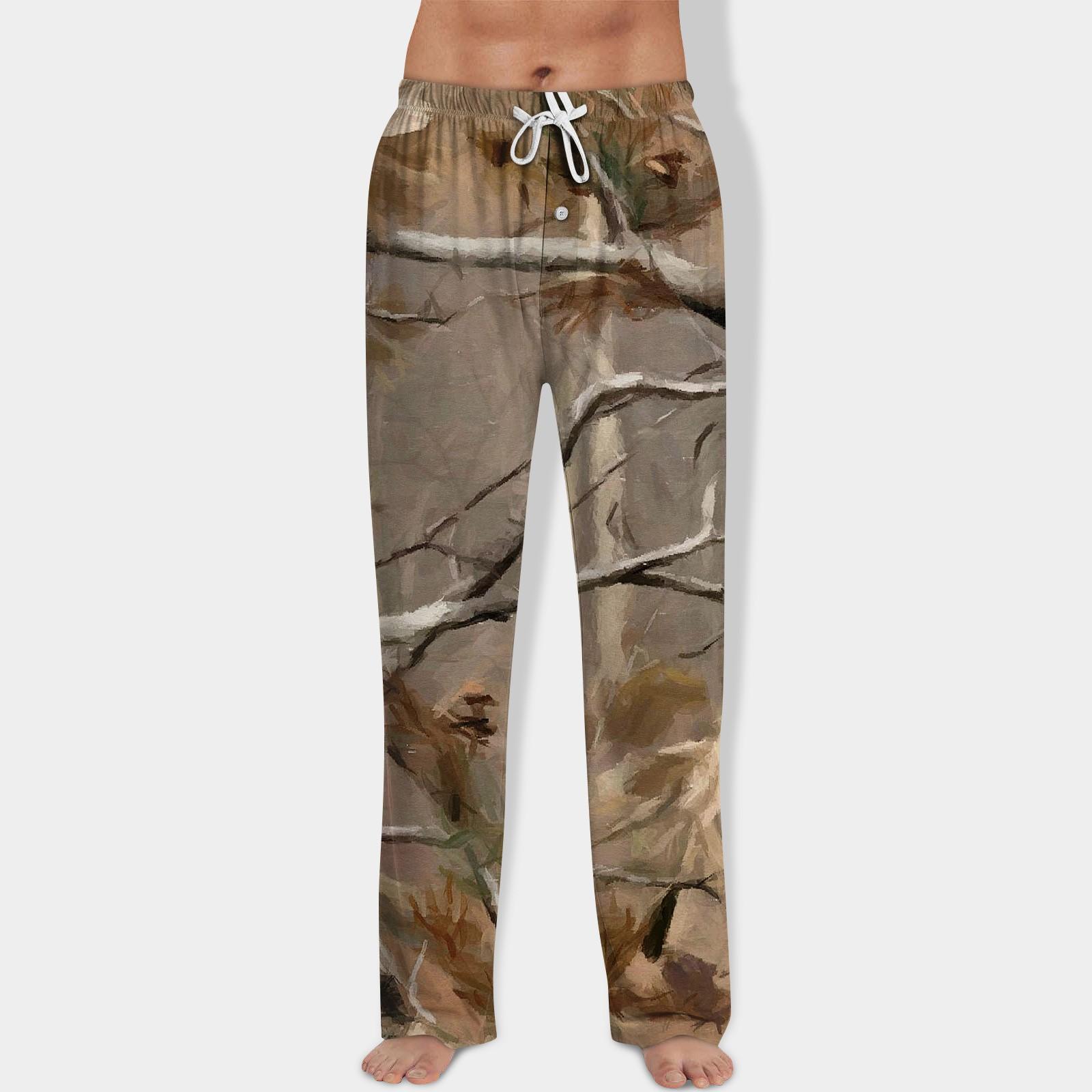 Мужские брюки с принтом и завязками, повседневные пижамные брюки L армия зеленый