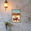 Detailed Illustration of a Vintage Red Plow Tractor Vintage Metal Wall Sign Decor Poster Frames Garage Living Room