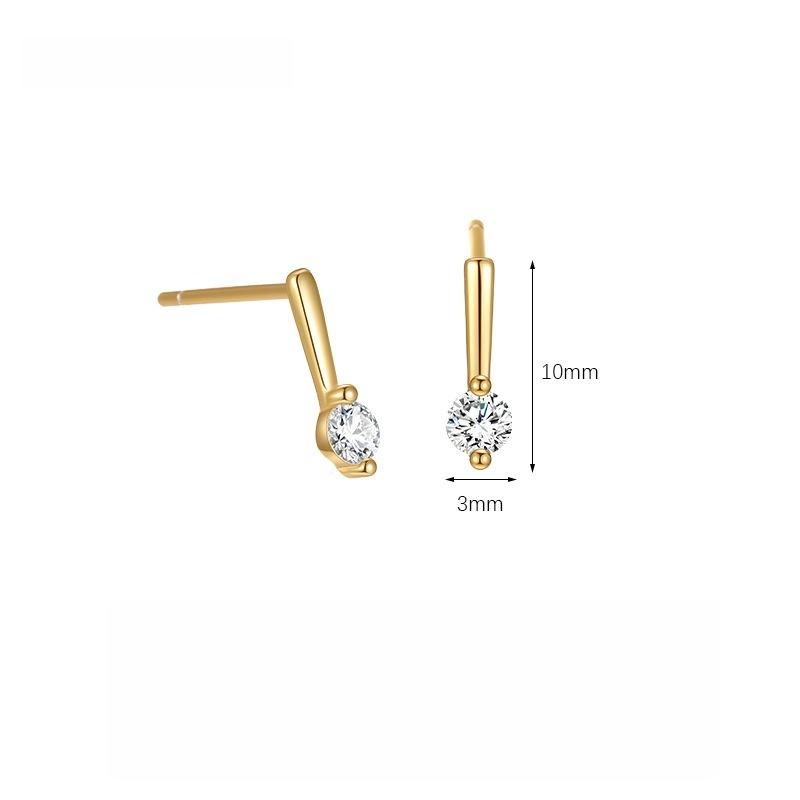 S925 Sterling Silver Minimalist Zircon Earrings for Women INS Fashion Light Luxury Exquisite Plated 18k Gold Earrings