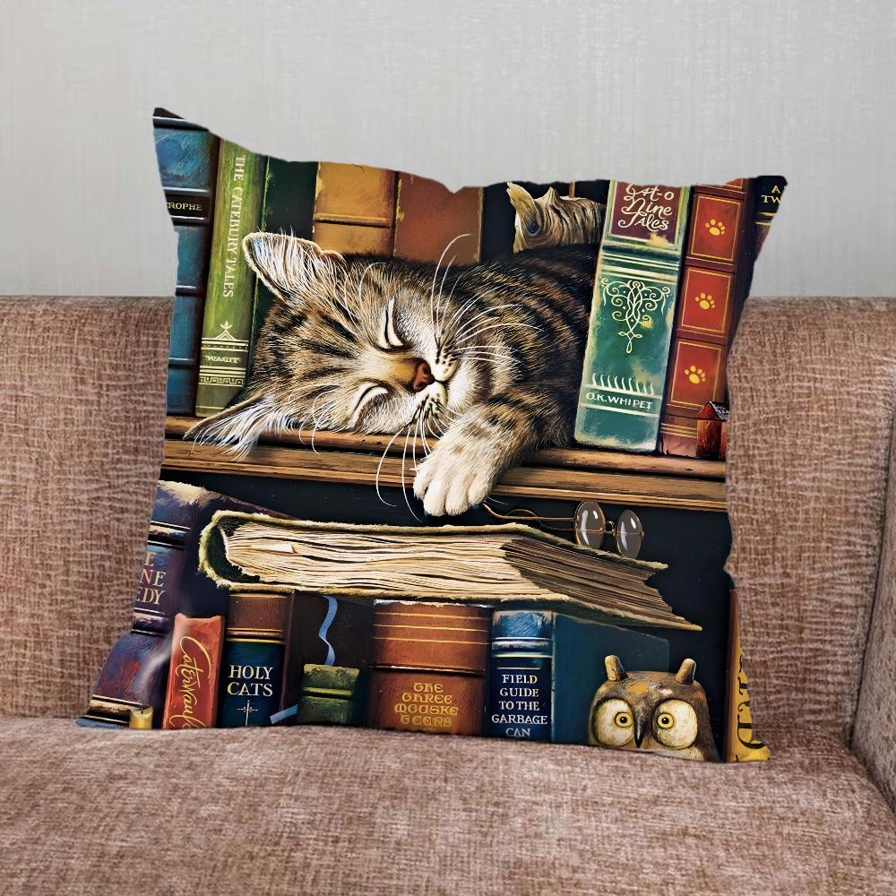 Book Creative Naughty Cat Pillow Case For Home Bedroom Car Office Decoration Living Room Sofa Cushion Cover Suitable