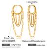 Youthway Classic Round Zircon Chains Tassel Earrings For Women Minimalist 18K Gold Plated Stainless Steel Clip Earrings Jewelry