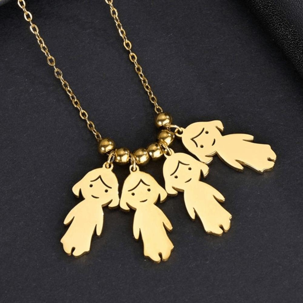 Stainless Steel Boy Girl Necklace Pendant Lover Necklace Choker Family Necklace Lovers
