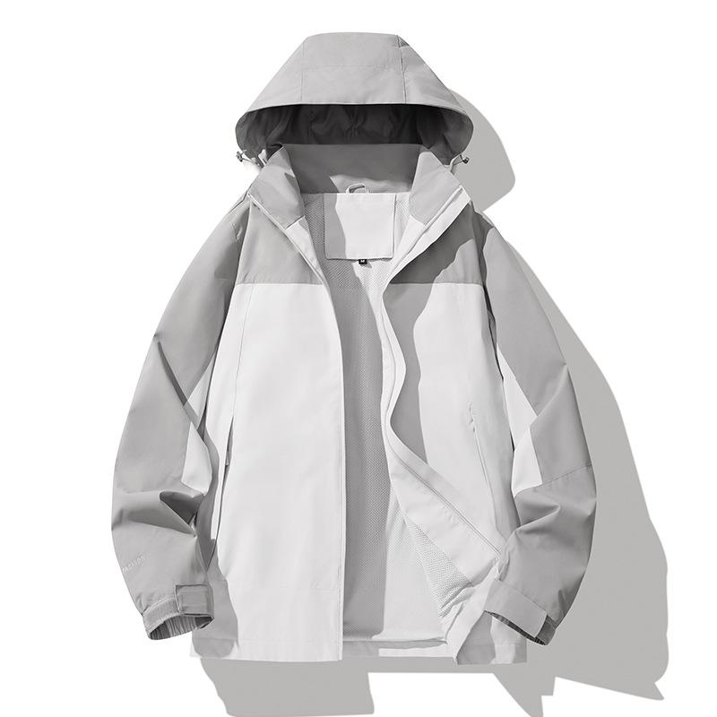 Autumn New Outdoor Windproof Waterproof Jacket Couple Can Detachable Hat Mountaineering Wear Sports Casual Jacket Men