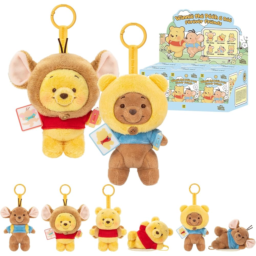 Top Toy Disney Winnie the Pooh and Roo Plush Toy Assortment Box 6 Pieces Blind Box Figures Premium Soft Vinyl