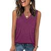Sommer Damen Ärmelloses Westentop Lässig V-Ausschnitt Einfarbiges T-Shirt Neue Lockere Tops