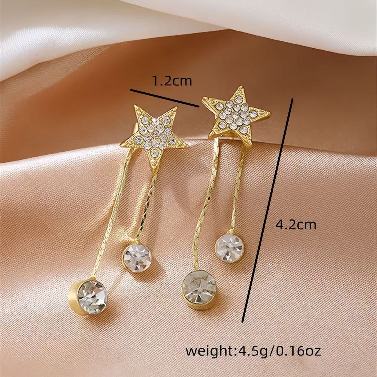 

Korean Design Five - Pointed Star Tassel Earrings , Chic Fashion Drop Earrings for Women , Gold Alloy золотой