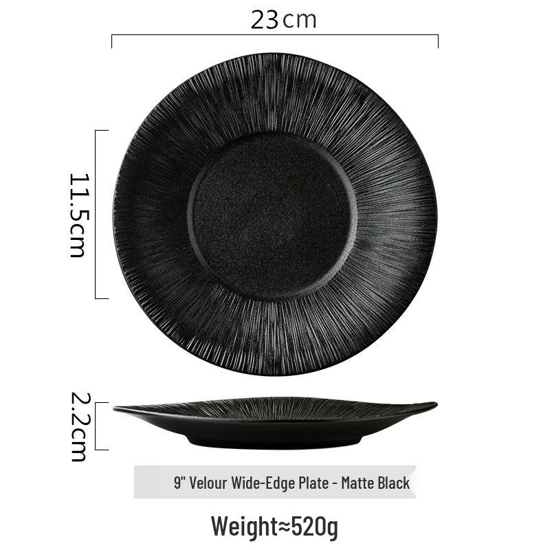 Creative Ceramic Tableware: Japanese Steak, Pasta & Dinner Flat Plate with Frosted Soup Bowl