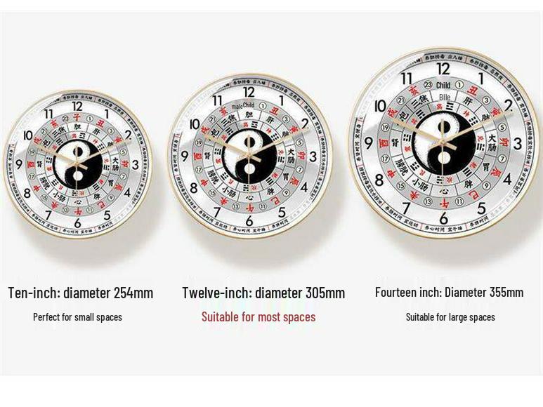 TCM Health Wall Clock with Auto Time Correction & Earthly Branches