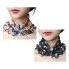 2Pcs Women Faux Silk Scarf Printing Faux Pearl Decor Lace Trim Lightweight Scarf Hand