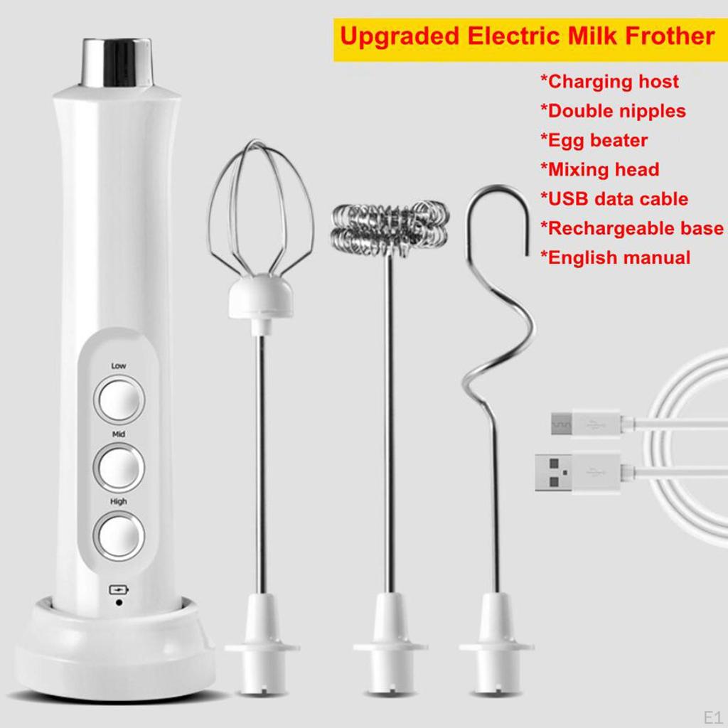 Electric Milk Frother 3 Speeds Cappuccino Whisk Handheld Egg Beater Mixer Blender