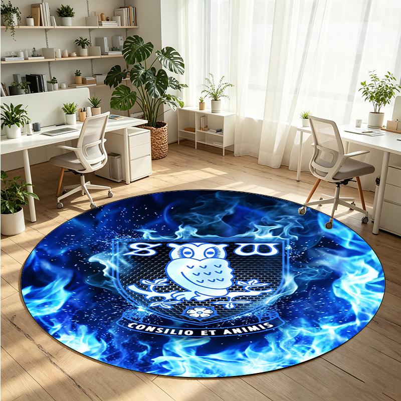 Sheffield Wednesday Football Printed Round Crystal Velvet Rug Soft Non Slip Floor Carpet For Bedroom Holiday Gift