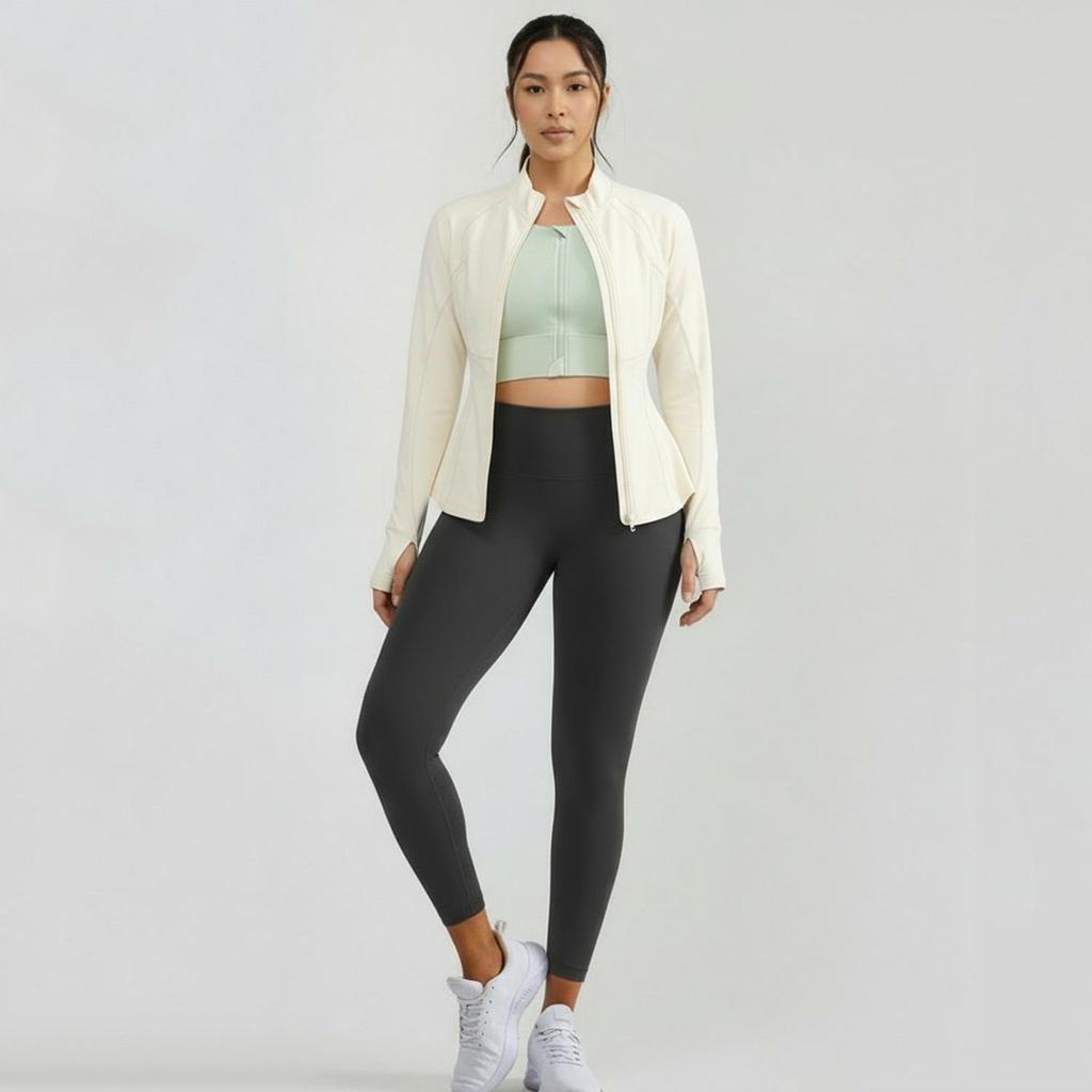 Light Green Front Zip Sports Bra with Fixed Pad: Shockproof and Stylish for Women