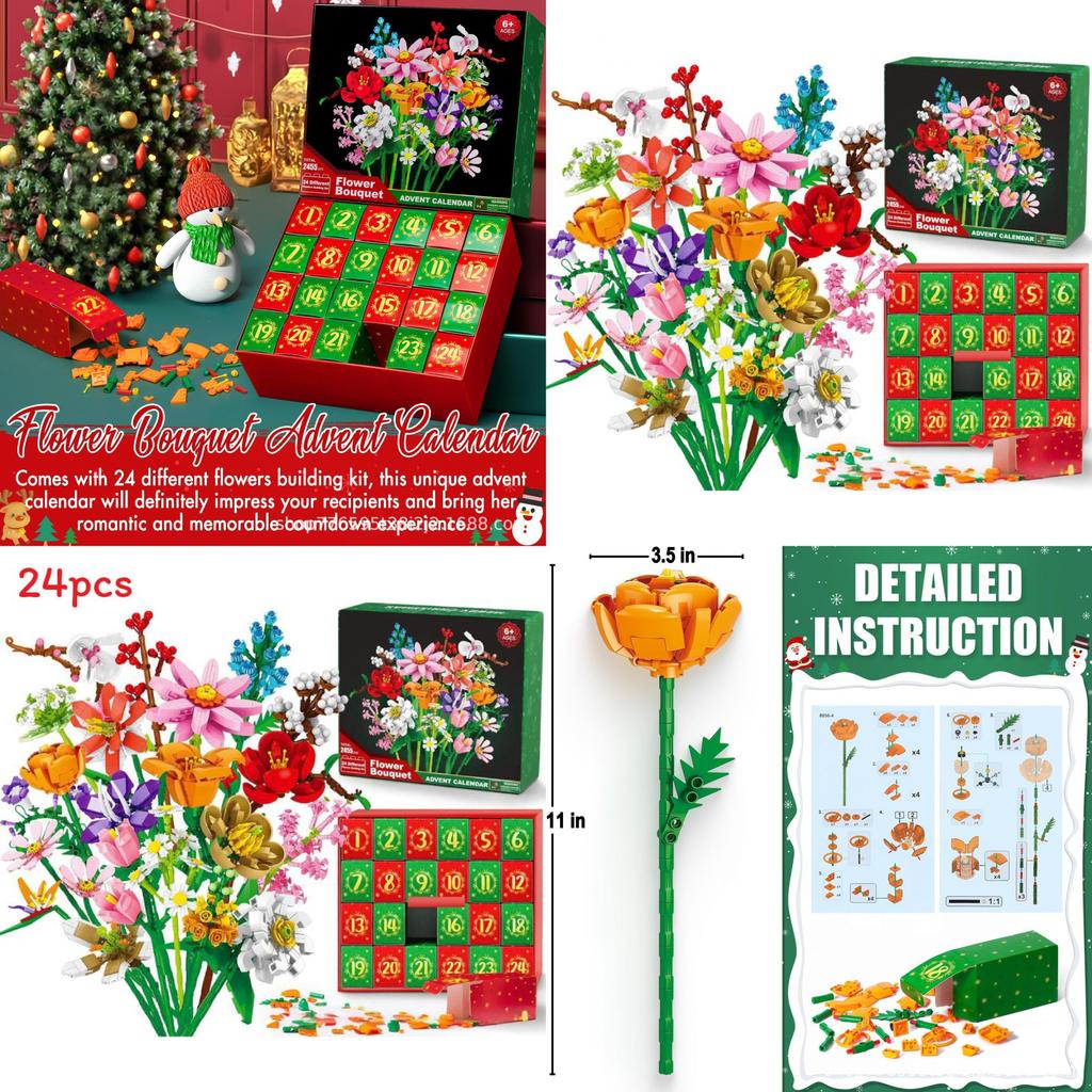 Blumenstrauß Weihnachtskalender Adventskalender Blind Box Mit DIY-Spaß für Feiertagsdekoration