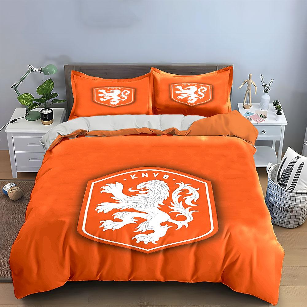 Oranges Löwen-Emblem Bettwäsche-Set Bettwäsche Bettbezug-Set Bettbezug Kissenbezüge (1 * Bettbezug 2 * Kissenbezüge, ohne Bettdecke)