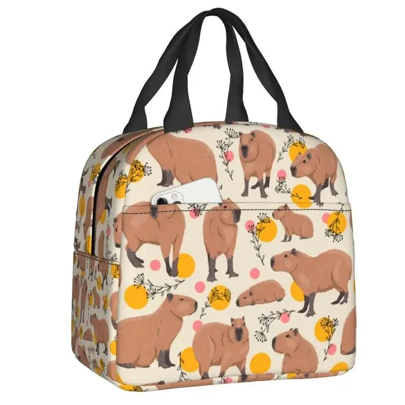 Capy Capybara Insulated Lunch Tote Bag for Women Cute Portable Warm Cooler Thermal   School Picnic Food Container