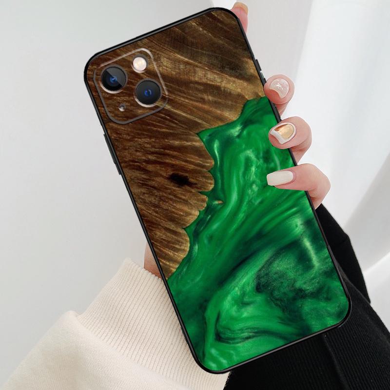 Hybrid Wood Resin Phone Case For iPhone 17 Pro Max 14 13 12 11 15 16 Pro Max Mini 15 16 Plus 16e 17 Air Cover