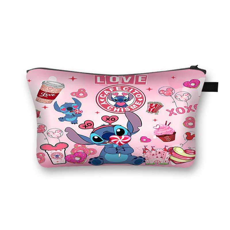 Stitch'S New Cosmetic Bag, Children'S Fashion Portable Double-Sided Toilet Bag, Girls' Outdoor Travel Clutch Storage Bag