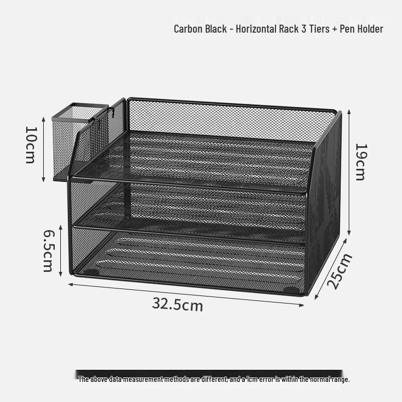 Jundingying 3-Tier Desktop File Organizer with Basket & Pen Holder