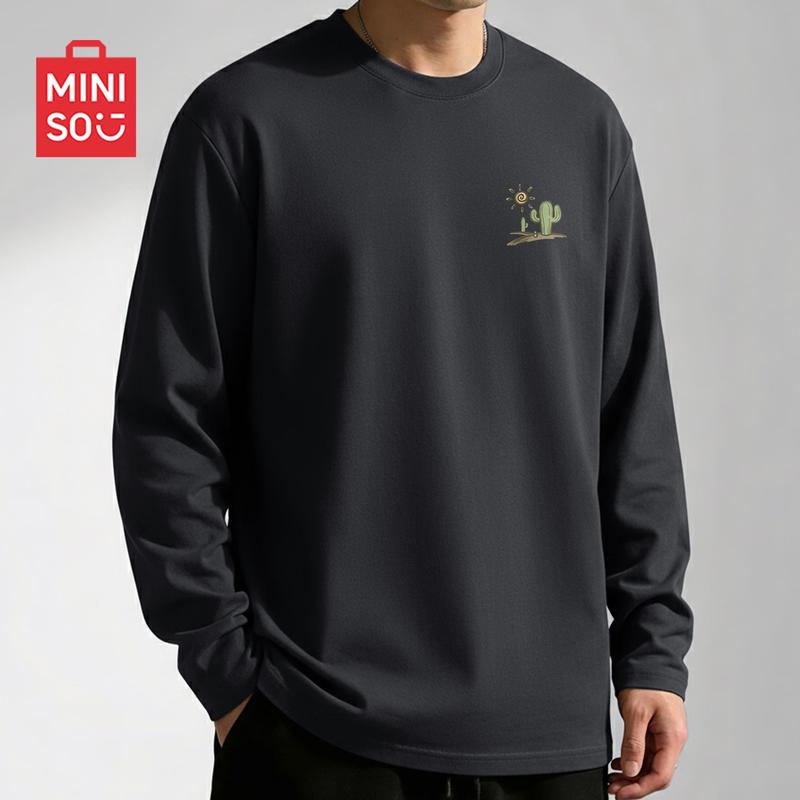MINISO Men's Pure Cotton Long Sleeve T-Shirt