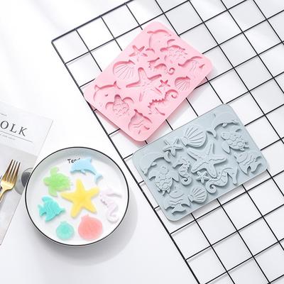 Sevimli Deniz Kabuğu Deniz Yıldızı Silikon Çikolata Kalıbı Balık Kaplumbağalar Yunuslar Fondant Kek DIY Dekorasyon Aletleri Kil Reçine Sanatı Kalıpları