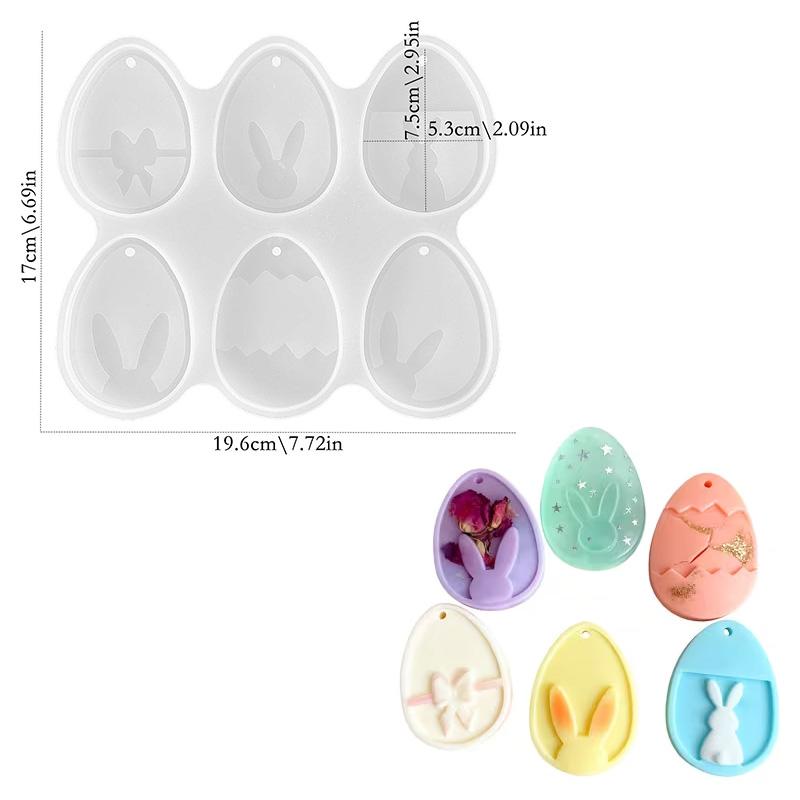 

Easter Silicone Molds Rabbit Egg DIY Epoxy Resin Plaster Clay Mold Easter Party Home Ornaments Pendant Charms Making Mould Gift