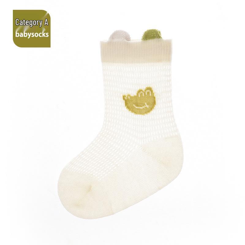 Summer Baby Girl Cartoon Mesh Socks - Breathable Combed Cotton, Seamless and Non-binding