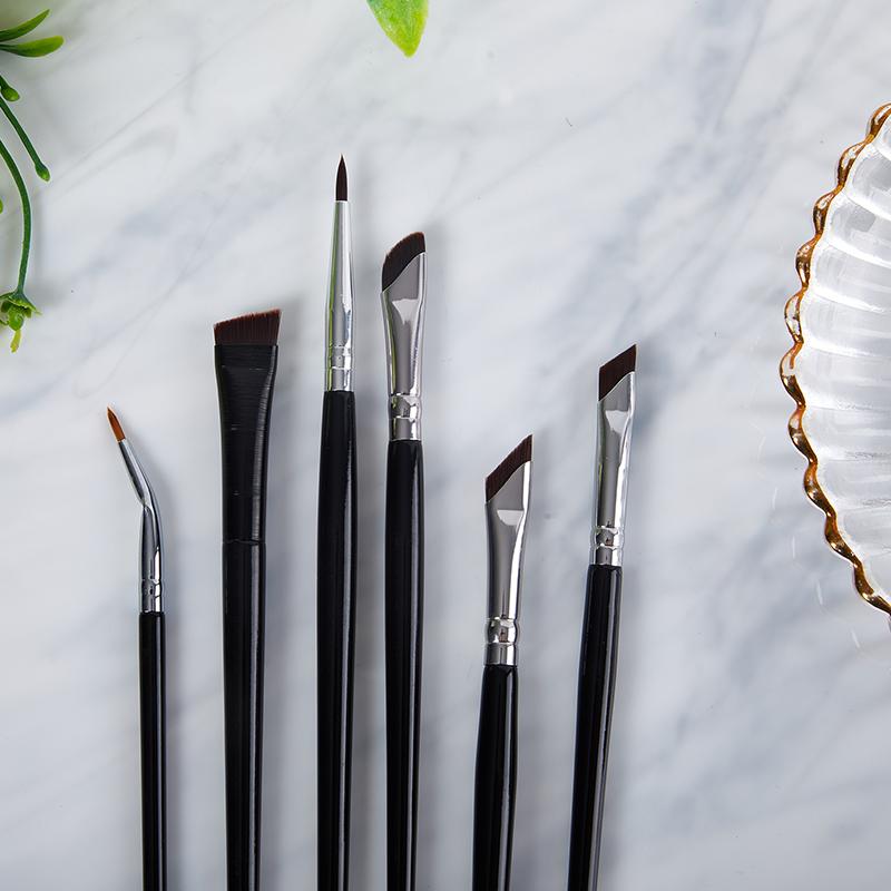 6 Stück Upgrade Blade Eyeliner-Pinsel, ultradünner, fein abgewinkelter, flacher Augenbrauenpinsel, Make-up-Pinsel unter den Augen