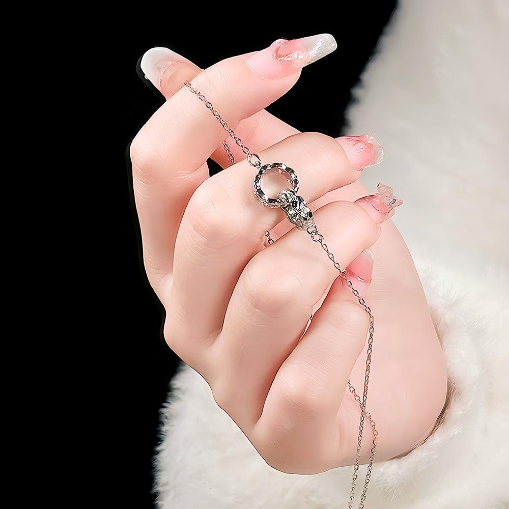 Summer Sugar Cube Necklace Female Princess Light Luxury Titanium Steel Non-Fading Collarbone Chain Neck Chain Jewelry