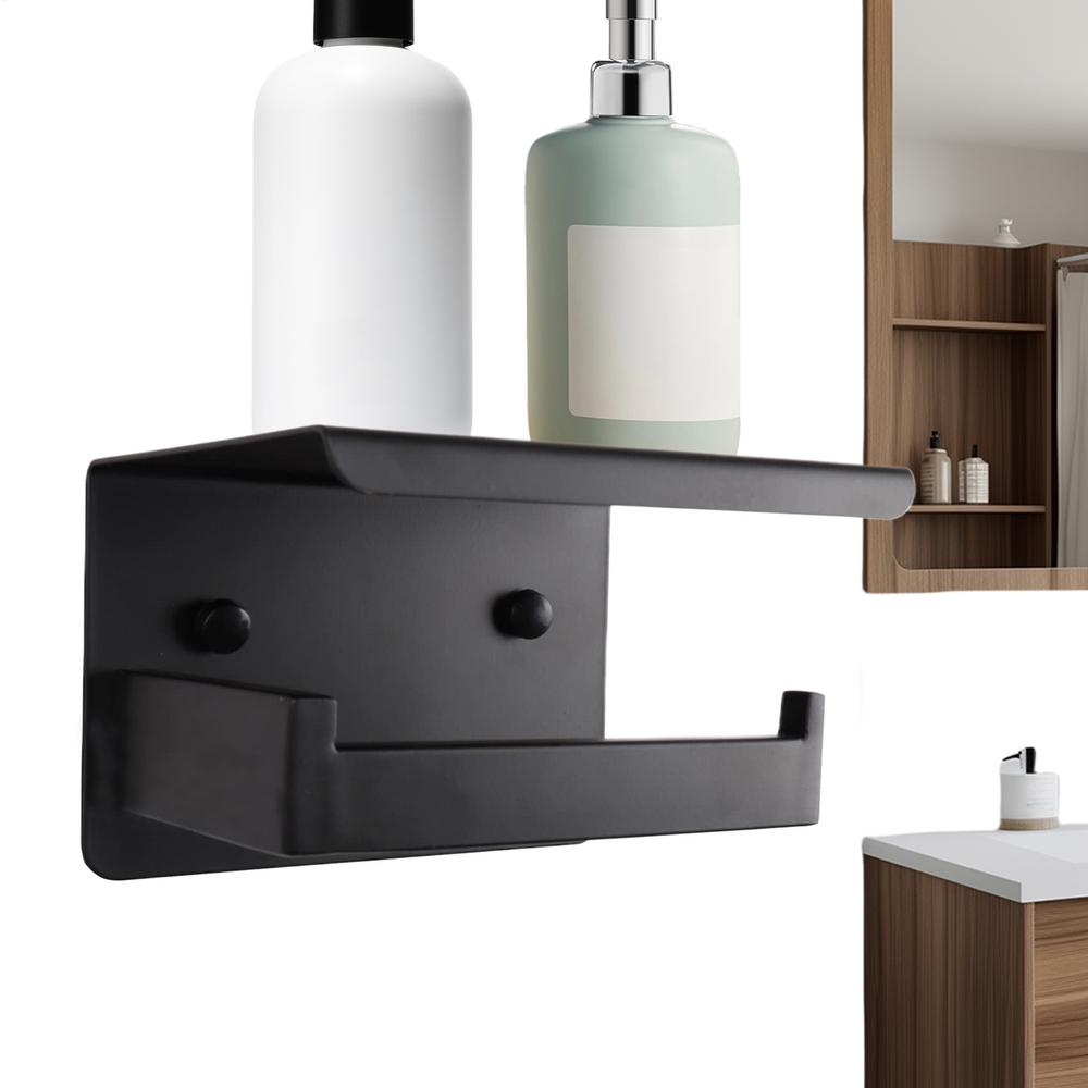 Toilet Paper Holder Stainless Steel Wall Mounted Toilet Roll Storage Holder with Shelf Bathroom Accessories No Drill for cups