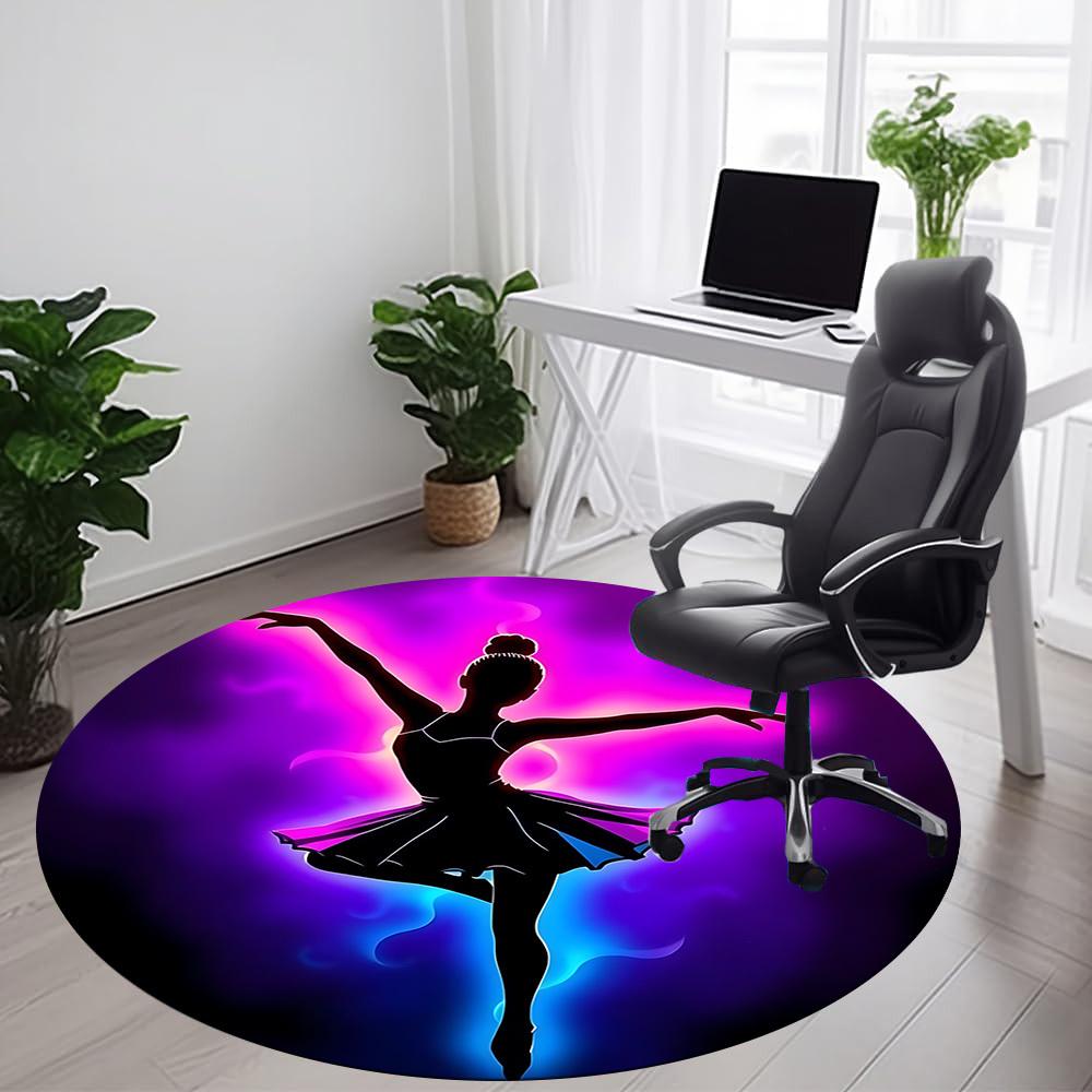 1pc Dance Art Office Round Area Rug, Indoor Mat Suitable ForOffice, Under Office Chairs Bedroom Living Room Home Decor, Room Deco D006