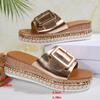 Fashion Fashion Buckle Women's Shoes Thick-Soled Slippers 2025 Summer Wedges Sandals Plus Size 36-43 Women Chic Rivets Platform Slides